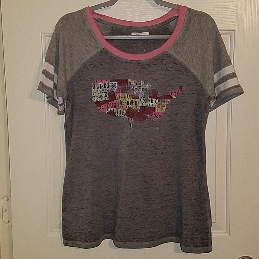 Maurices NWT Graphic United States Map Short Sleeve Baseball Tee